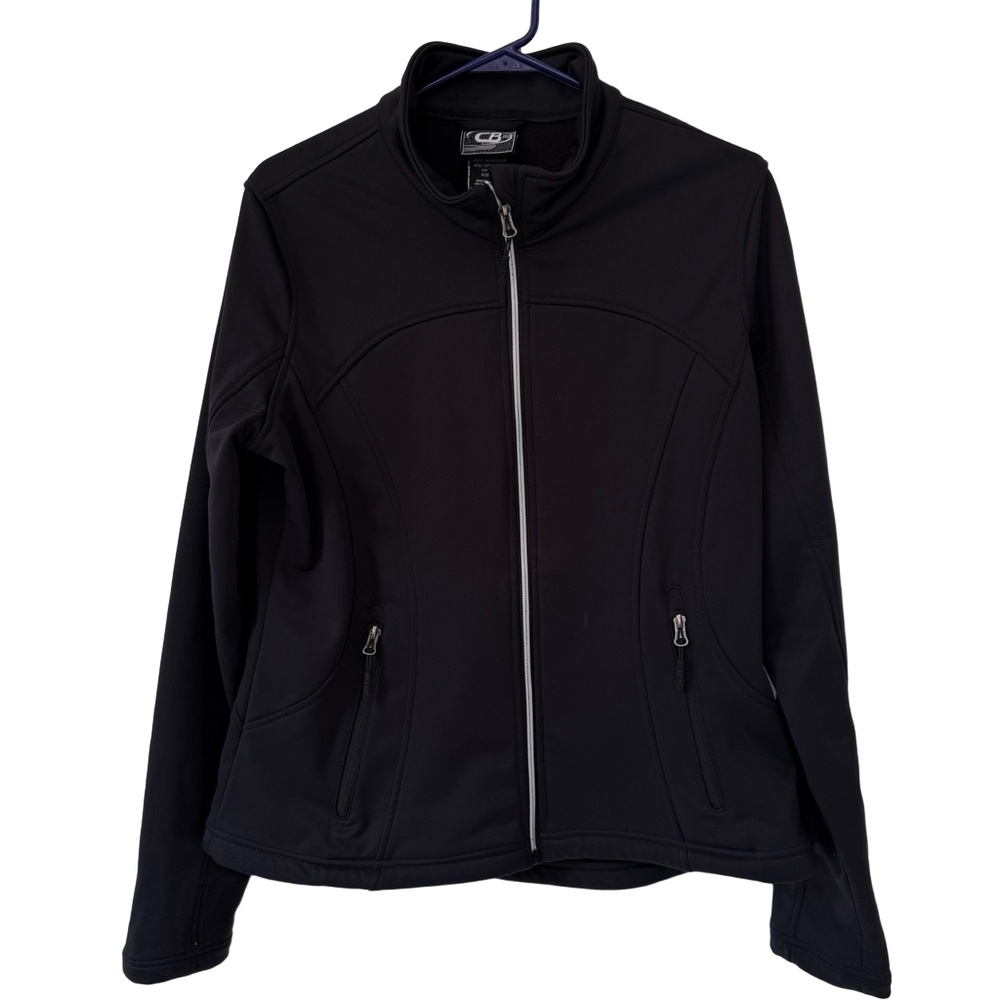 CB Sport Jacket Womens Large Black Sport Full Zip Zipper Pockets‎ Stand Collar